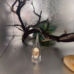 7 1/2 Unique Oval Stone Ring with a Picasso Jasper stone